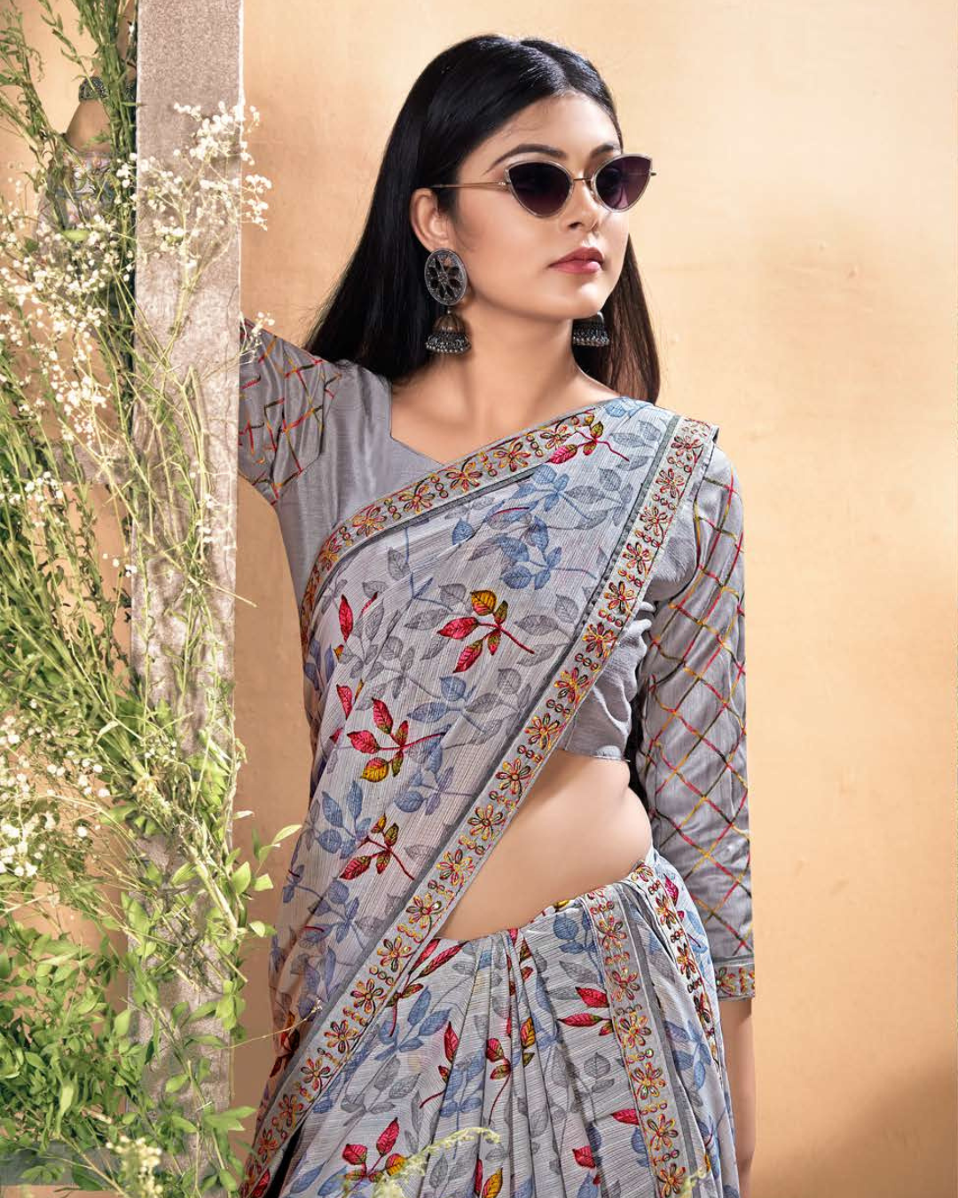 Pure Geoegette Daily Wear Saree With Designer Blouse