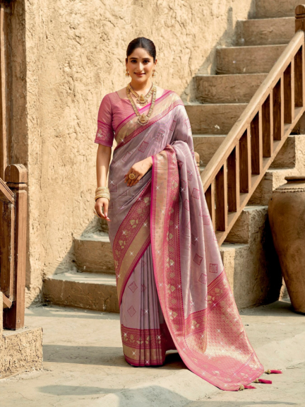 Heavy Swarovski Border Exquisite Silk Saree