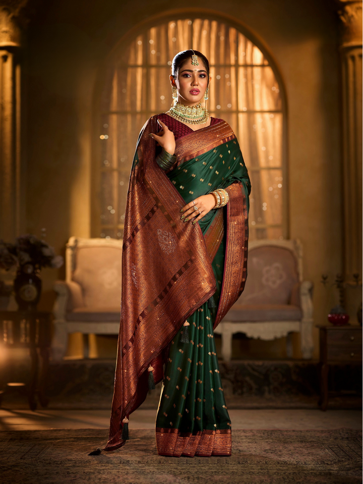 Exquisite Swarovski Heavy Stone Work Silk Saree