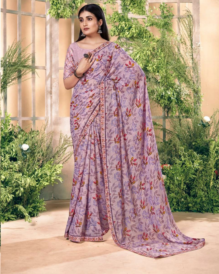 Pure Geoegette Daily Wear Saree With Designer Blouse