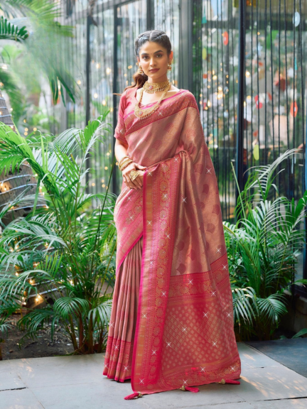 Soft Silk Swarovski Work Saree