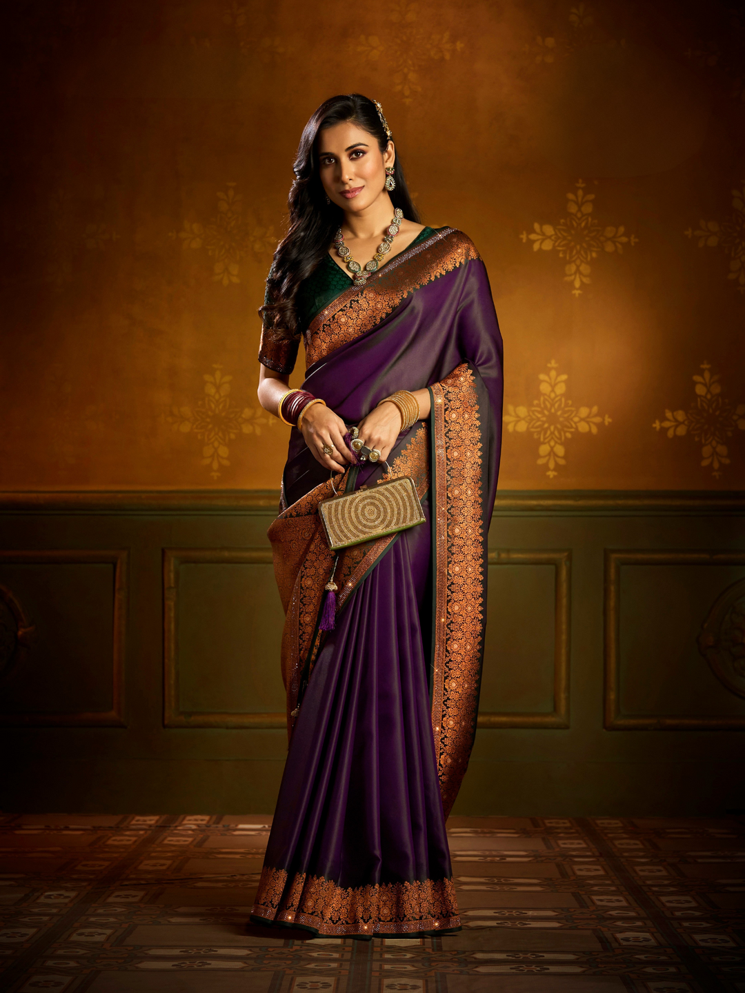 Exclusive Soft Silk Heavy Swarovski Border Saree : Occasional Wear