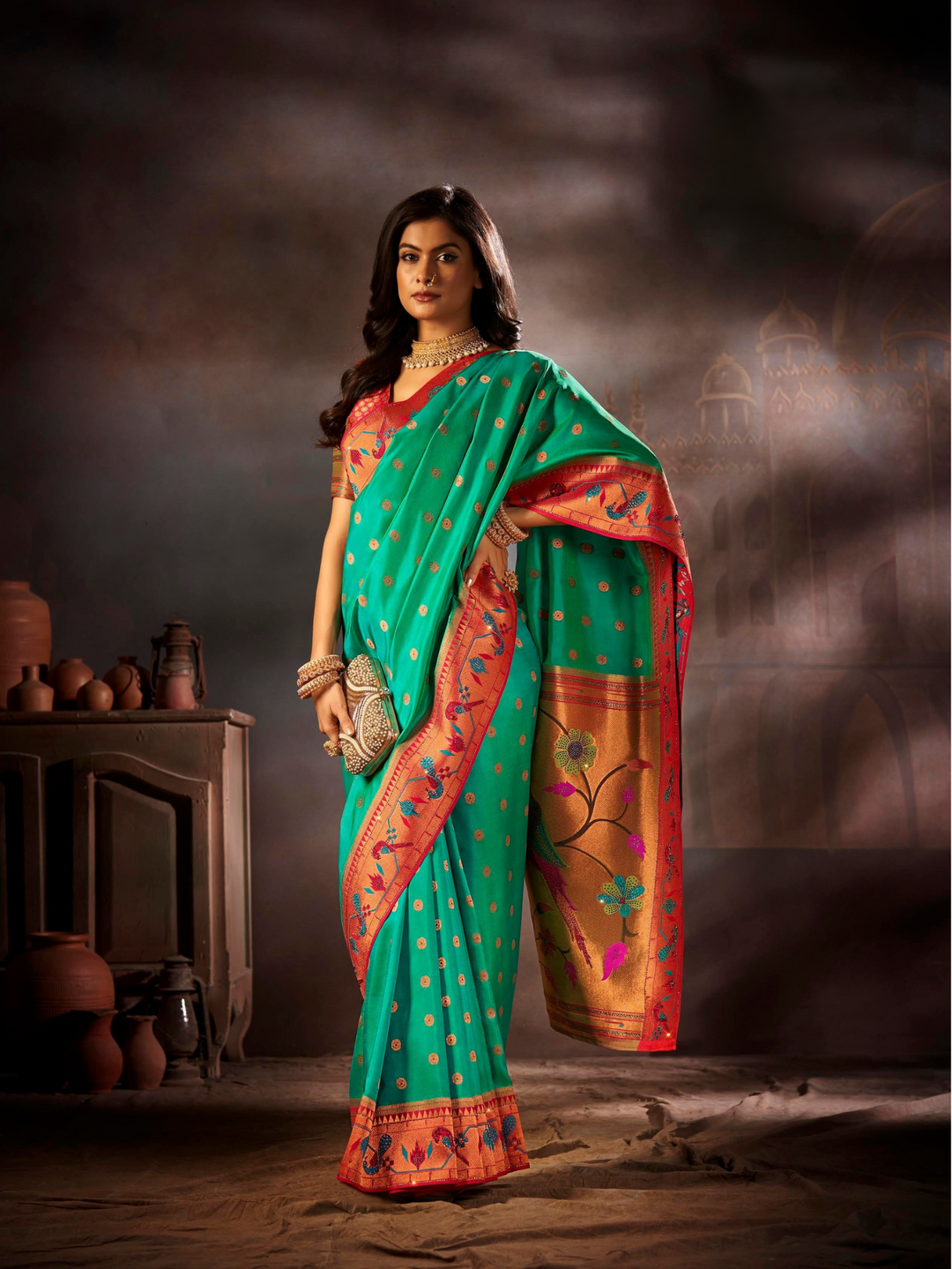 Heavy Swarovski Work Paithani Saree