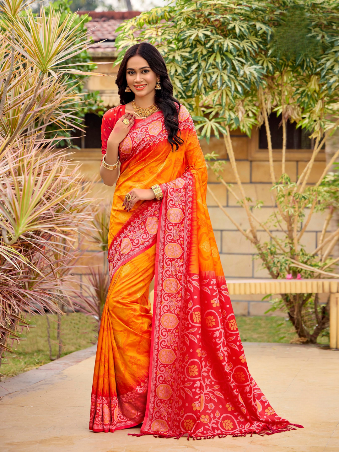 Ikkat Pochampally Soft Silk Saree