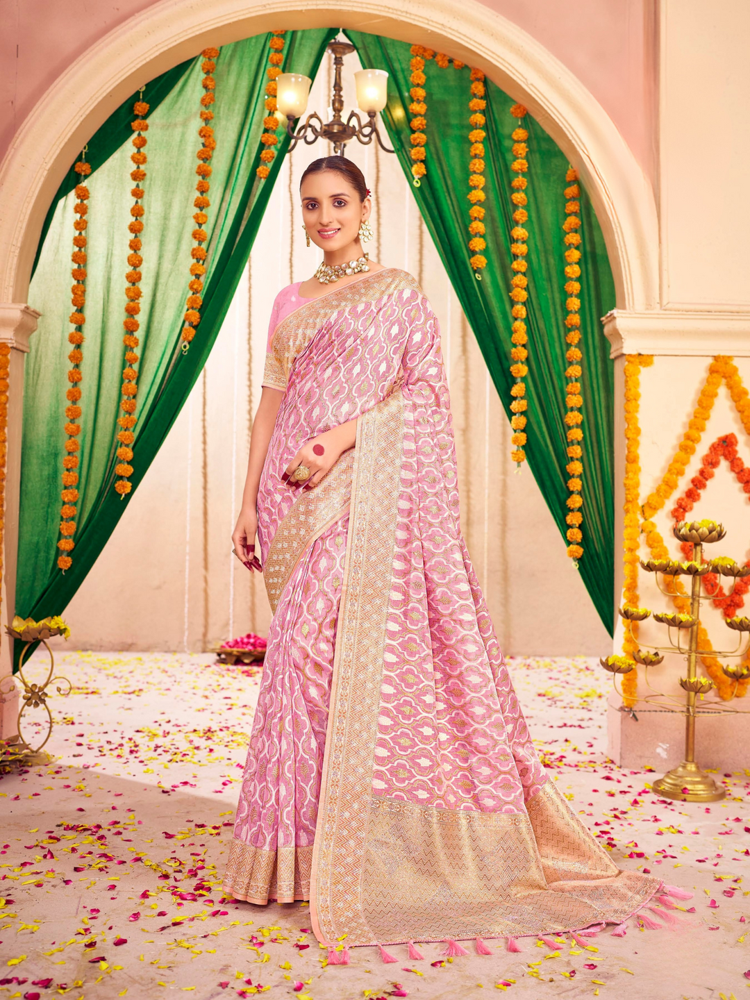 Elegant Heavy Swarovski Border Silk Saree